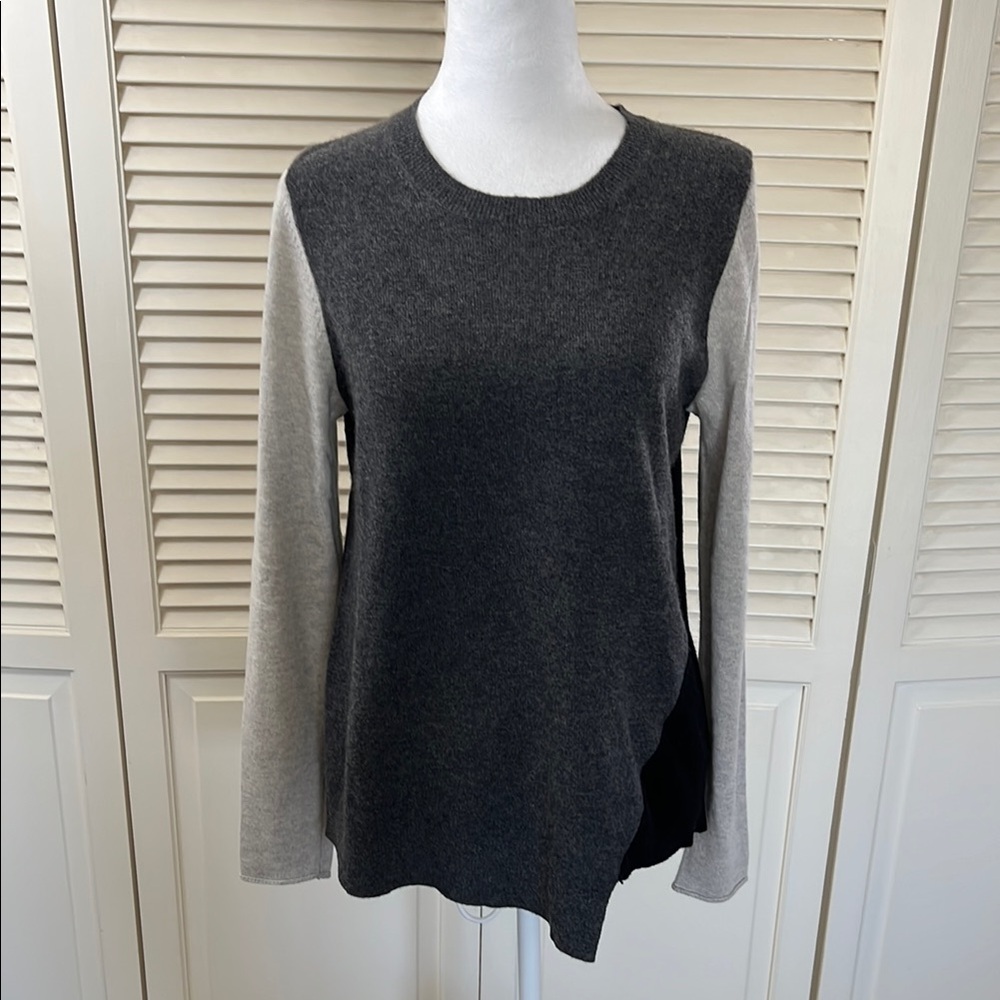 Cashmere Gray and Black Colorblock Top